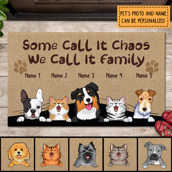 Some Call It Chao And We Call It Family, Pet Peeking From Curtain, Personalized Dog & Cat Doormat, Home Decor