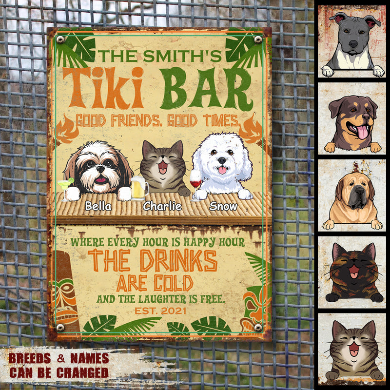 Metal Tiki Bar Signs, Gifts For Pet Lovers, Where The Laughter Is Free Tropical Style Welcome Signs