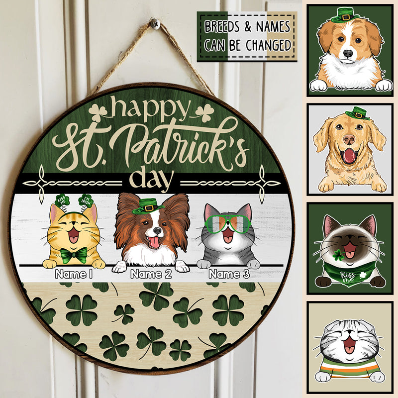 St. Patrick's Day Personalized Wood Sign, Gifts For Pet Lovers, Holiday Custom Wooden Signs