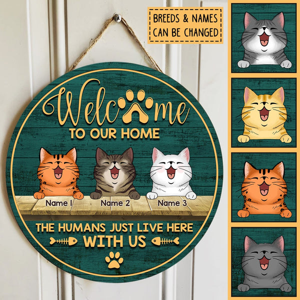 Welcome To Our Home, Wooden Door Hanger, Personalized Cat Breed Door Sign, Cat Lovers Gifts, Front Door Decor
