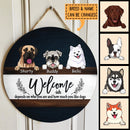 Welcome-ish Depends On Who You Are, Navy Wooden Sign, Personalized Dog Breeds Door Sign, Dog Lovers Gifts