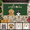 Personalized Dog & Cat Doormat, Gifts For Pet Lovers, Welcome St. Patrick Day Home Decor, Shamrock Doormat