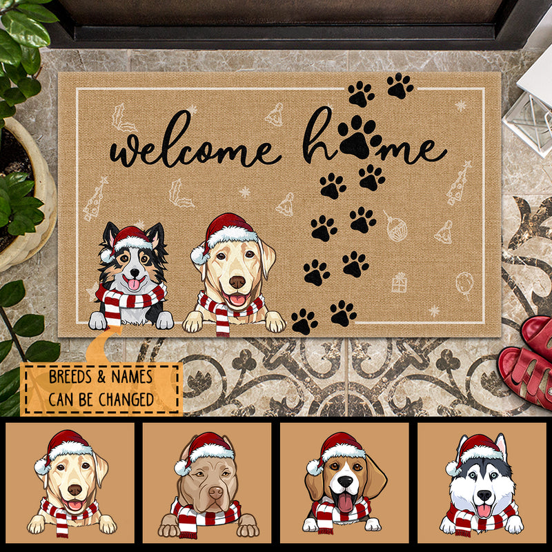 Personalized Dog Breeds Doormat, Gifts For Dog Lovers, Welcome Home Christmas Doormat, Xmas Home Decor