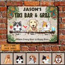 Metal Tiki Bar & Grill Sign, Gifts For Pet Lovers, Where Every Hour Is Happy Hour Tropical Style Welcome Signs