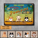 Metal Backyard Poolside Signs, Gifts For Pet Lovers, Swim Play Chill Drink & Food Personalized Family Sign