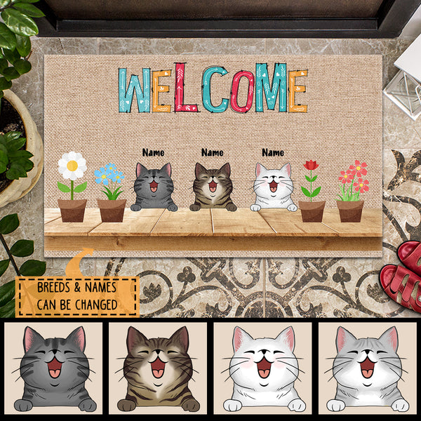 Personalized Cat Breeds Doormat, Gifts For Cat Lovers, Welcome Doormat, Plant Home Decor