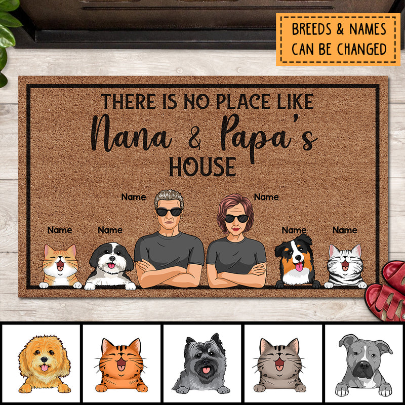 Personalized Dog & Cat Doormat, Gifts For Pet Lovers, There Is No Place Like Nana & Papa's House