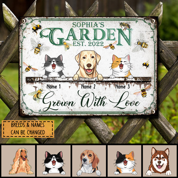 Metal Garden Sign, Gifts For Pet Lovers, Grown With Love Personalized Housewarming Gifts