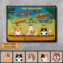 Metal Backyard Bar & Grill Signs, Gifts For Pet Lovers, Proudly Serving Whatever You Bring Personalized Family Sign