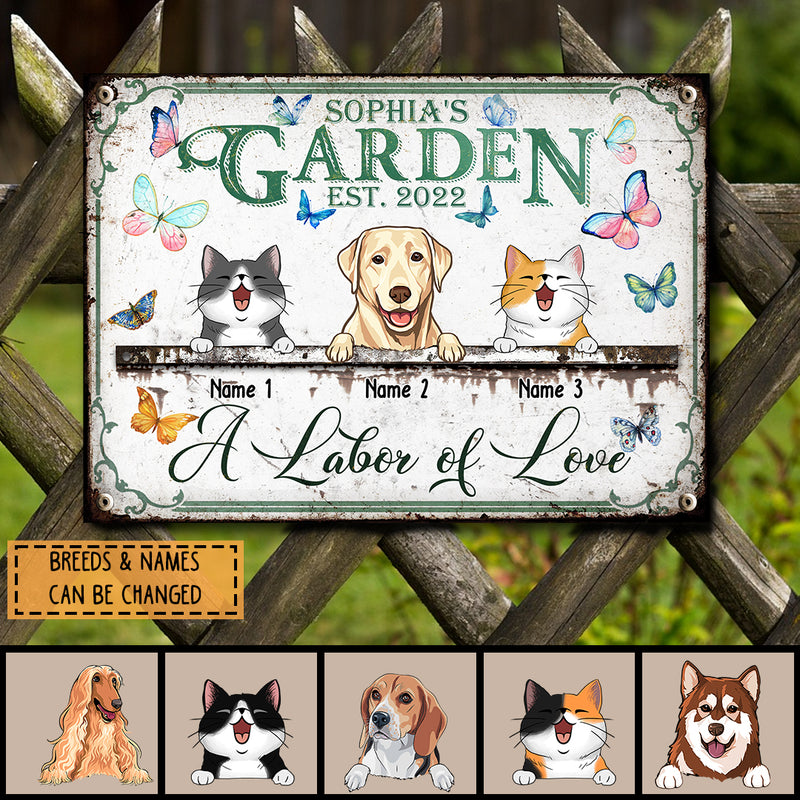 Metal Garden Sign, Gifts For Pet Lovers, A Labor Of Love Animal Personalized Housewarming Gifts