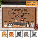 Personalized Dog & Cat Doormat, Gifts For Pet Lovers, Welcome To Nana & Papa's House. Custom Housewarming Gifts