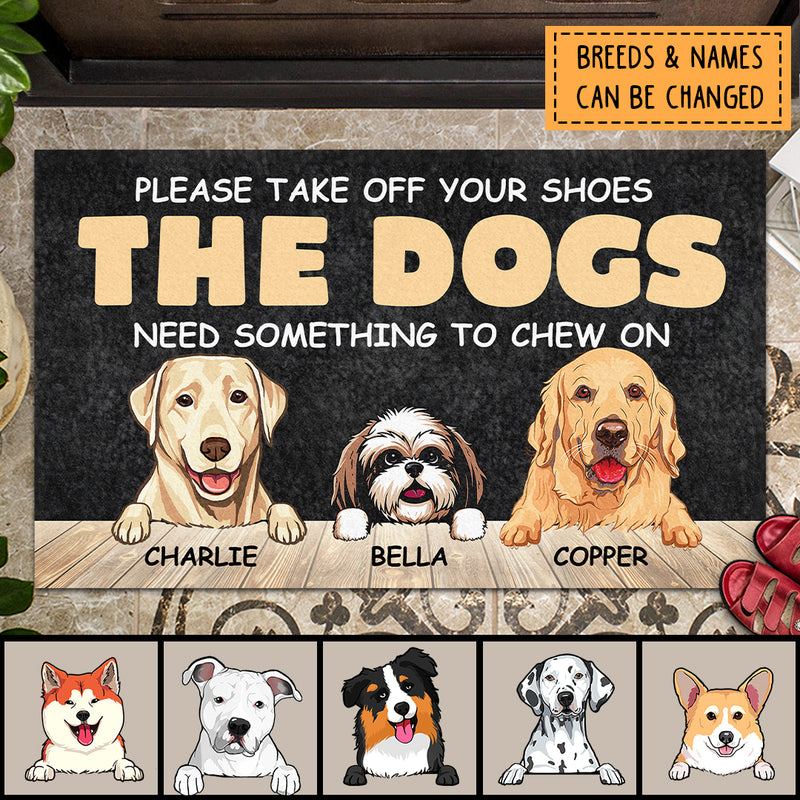 Please Take Off Your Shoes, Black Doormat, Personalized Dog Breeds Doormat, Home Decor, Gifts For Dog Lovers
