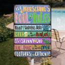 Metal Pool Signs, Gifts For Family, We Don't Skinny Dip We Chunky Dunk The Bar Is Always Open Pool Rules Sign
