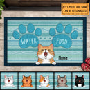 Water Or Food, Blue Pawprints Doormat, Personalized Cat Breed Doormat, Gifts For Cat Lovers, Home Decor