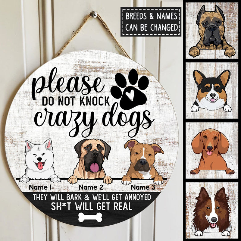 Please Do Not Knock, White Wooden Door Hanger, Personalized Dog Breeds Door Sign, Dog Lovers Gifts, Front Door Decor