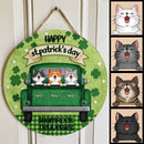 ﻿Happy St. Patrick's Day Shamrock Deliveries, Green Door Hanger, Personalized Cat Breeds Door Sign, Cat Lovers Gifts