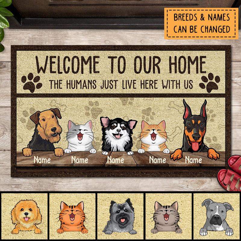 Welcome To Our Home, Pawprint & Heart Doormat, Personalized Dog & Cat Doormat, Home Decor, Gifts For Pet Lovers