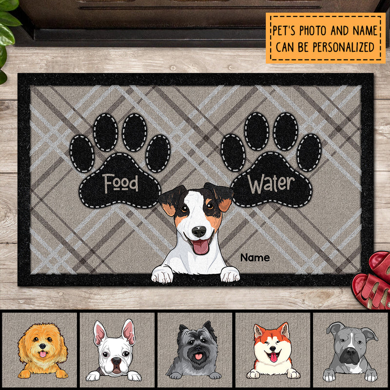 Food Or Water, Black Pawprints Doormat, Personalized Dog Breed Doormat, Gifts For Dog Lovers, Home Decor
