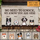 No Need To Knock We Know You Are Here, Pawprint Doormat, Personalized Dog & Cat Doormat, Pet Lovers Gifts