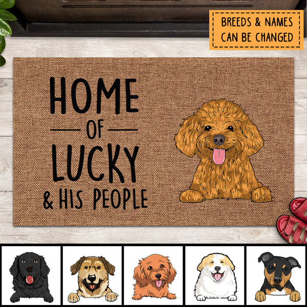 Home Of Dogs And His People, Personalized Dog Breeds Doormat, Gifts For Dog Lovers, Home Decor