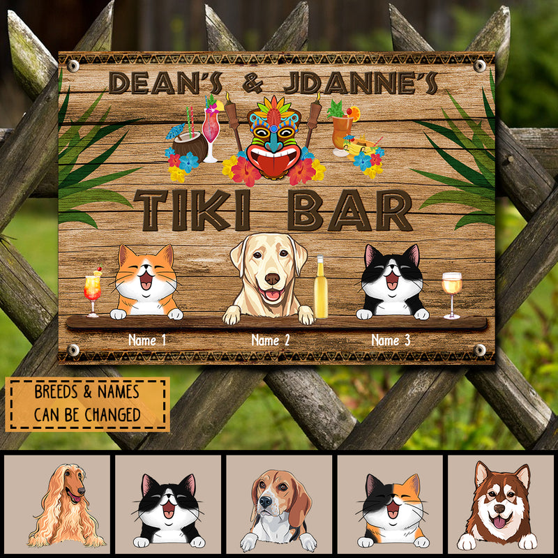 Metal Tiki Bar Signs, Gifts For Pet Lovers, Hawaiian Tiki Silhouettes Personalized Home Signs