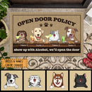 Open Door Policy Show Up With Alcohol We'll Open The Door, Personalized Dog & Cat Doormat, Gifts For Pet Lovers