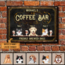 Coffee Bar Freshly Brewed Daily, Vintage Sign, Pet & Beverage, Personalized Dog & Cat Metal Sign