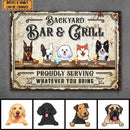 Backyard Bar & Grill, Welcome Sign, Personalized Dog Breeds Metal Sign, Outdoor Decor, Gifts For Dog Lovers