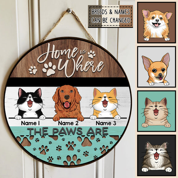 Personalized Home Signs, Gifts For Pet Lovers, Home is Where The Paws Are Custom Wooden Signs