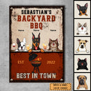Metal Backyard Sign, Gifts For Pet Lovers, BBQ Best In Town Personalized Family Sign