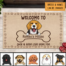 Welcome To My House The Humans Just Live Here Too, Dog & Bone, Welcome Doormat, Personalized Dog Breeds Doormat