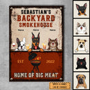 Metal Backyard Sign, Gifts For Pet Lovers, Smokehouse Home Of Big Meal Personalized Family Sign