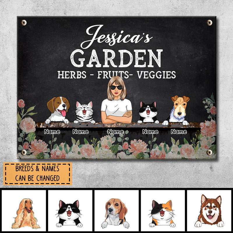 Metal Garden Sign, Gifts For Pet Lovers, Herbs Fruits Veggies Flower Personalized Home Sign