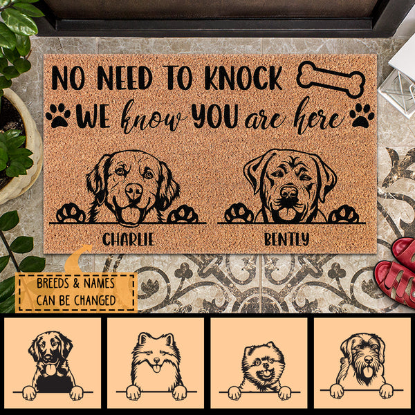 No Need To Knock We Know You Are Here Personalized Dog Breed Doormat, Gifts For Dog Lovers, Home Decor