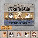 lake house decor Metal Lake House Sign, Gifts For Pet Lovers, Good Times Good Friends Make The Best Memories Welcome Signs