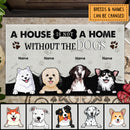 A House Is Not A Home Without The Dog, Dog Peeking From Curtain, Personalized Dog Breeds Doormat, Home Decor