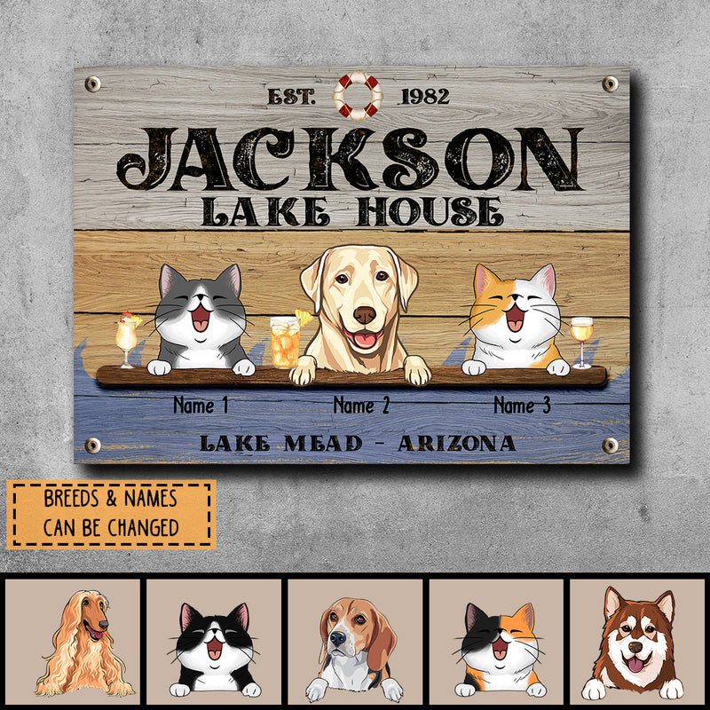 lake house decor Metal Lake House Sign, Gifts For Pet Lovers, Lake mead Arizona Welcome Signs, Custom Housewarming Gifts
