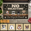 No Soliciting See Dogs For Details, Black Doormat, Personalized Dog Breeds Doormat, Funny Gifts For Dog Lovers