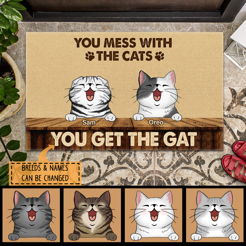 You Mess With The Cats You Get The Gat, Personalized Cat Breeds Doormat, Funny Gifts For Cat Lovers, Home Decor