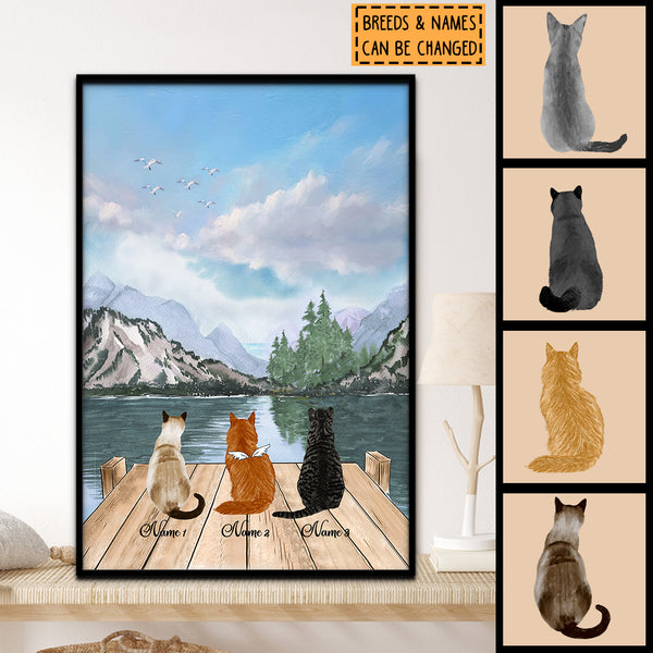 Cat & Mountain Scenery, Personalized Cat Breeds Poster, Gifts For Cat Lovers, Home Wall Decor, Cat Memorial Poster