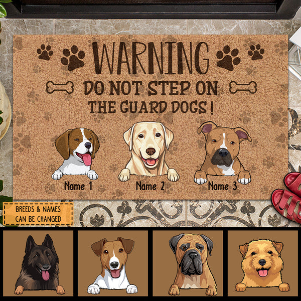 Warning Do Not Step On The Guard Dog, Warning Doormat, Personalized Dog Breed Doormat, Gifts For Dog Lovers, Home Decor