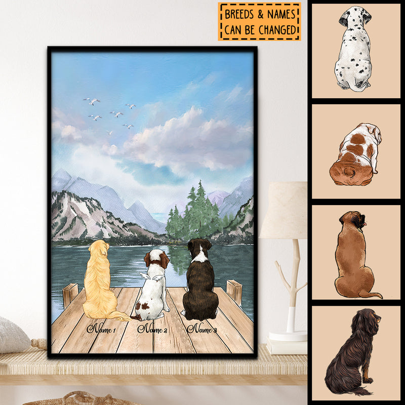 Dog & Mountain Scenery, Personalized Dog Breeds Poster, Gifts For Dog Lovers, Home Wall Decor