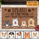 Beware Of The Dogs Don't Trust The Cats Either, Warning Doormat, Personalized Dog & Cat Doormat