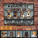 Welcome To My Bar Every Hour Is Happy, Beer Wine Shots Sign, Personalized Dog Breeds Metal Sign, Bar Decor