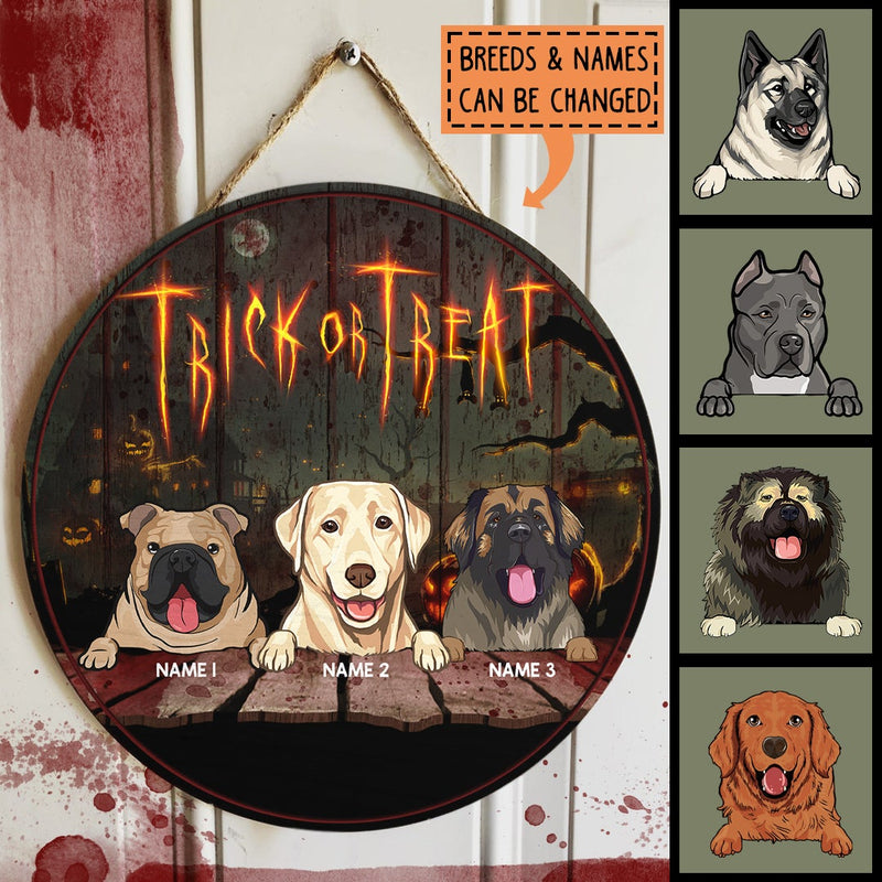 Trick Or Treat - Personalized Dog Halloween Door Sign