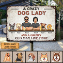 Metal Welcome Sign, Gifts For Dog Lovers, A Crazy Dog Lady And A Grumpy Old Man Live Here, Housewarming Gifts