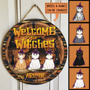 Welcome The Witches Are In - Witch Cat - Personalized Cat Door Sign
