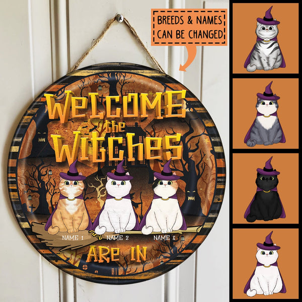 Welcome The Witches Are In - Witch Cat - Personalized Cat Door Sign