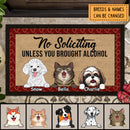 Personalized Doormat, Home Decor Rug, Gift For Dog Lovers Mat, No Soliciting Unless You Brought Alcohol